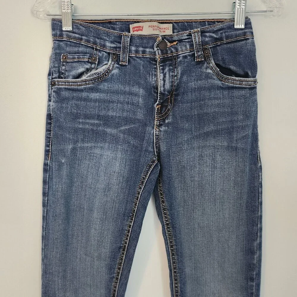 Levis‎ 511 Jeans Performance Slim Boys Size 12 Reg 26x26 Blue Denim Stretch EUC